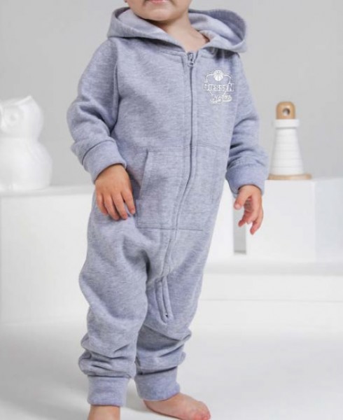 Baby-Einteiler - grau/ pink